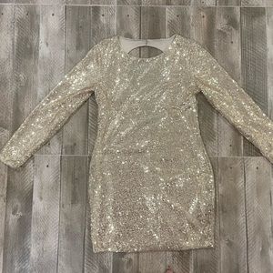 Vintage gold sequin dress with keyhole cut out